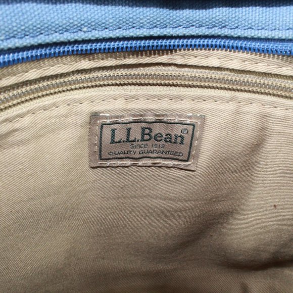 LL BEAN Boat & Tote Leather Canvas Zip Top Handbag - Picture 9 of 12